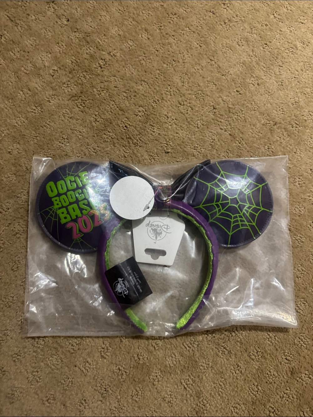 Disney Oogie Boogie Bash 2025 Spiderweb Glow in Dark Mickey Ears Headband